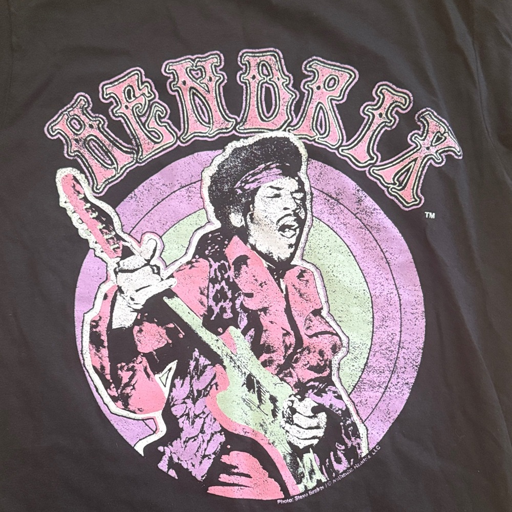 Jimi Hendrix Black Short-Sleeve Graphic Tee with Pink & Purple Artwork - Picture 2 of 4